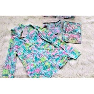NWT LILLY PULITZER TENNIS HADLEE JACKET, VISOR, & MATCHING TOWEL SET